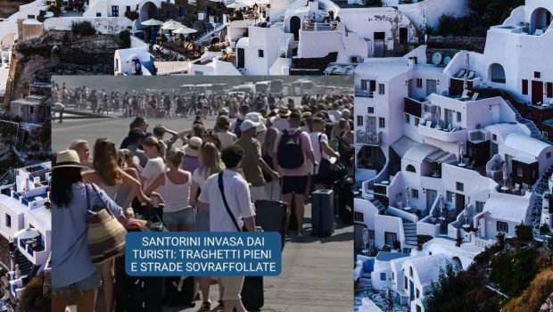 Έτοιμη να… εκραγεί από τις κρουαζιέρες η Σαντορίνη – Βίντεο από ορδές τουριστών δείχνει το νησί να «πνίγεται»