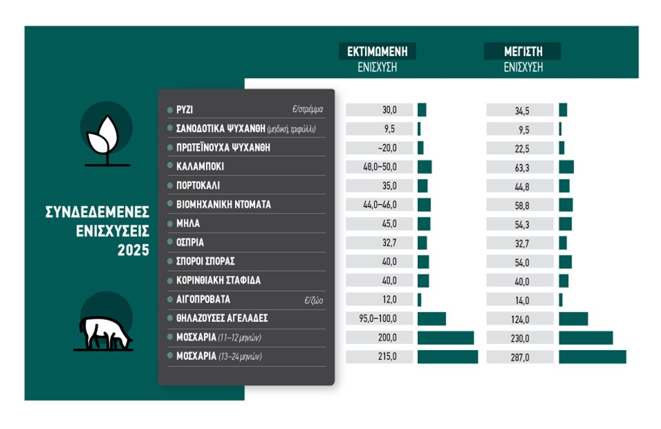 Καλαμπόκι με 50 ευρώ το στρέμμα, ψυχανθή με 20 ευρώ και μηδική με 9,5 στην πληρωμή των συνδεδεμένων